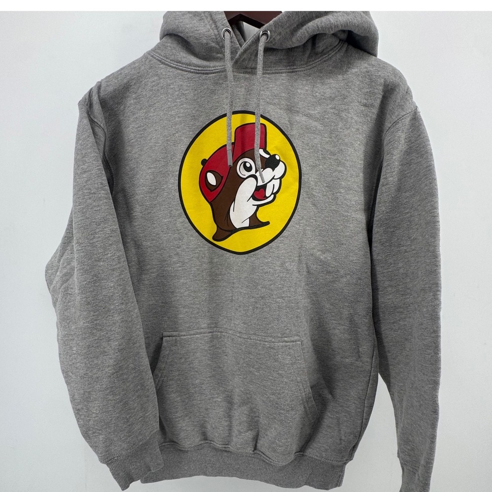 Buc-ee's Beaver Logo Graphic Hoodie Heather Gray Small RN 166573 Pullover Mens S